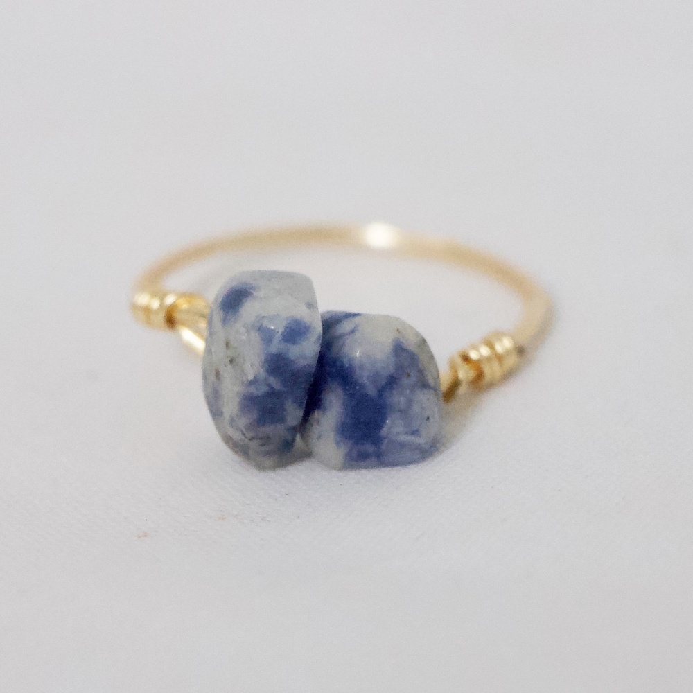 Double Blue Sodalite Gold Ring